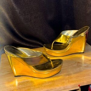 Jessica Simpson Gold Platform Sandals